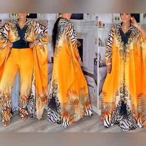 Dawn Line Boutique 2 Piece Duster/Wide Leg Pants Vacay Set. Great Quality. Sz 2x